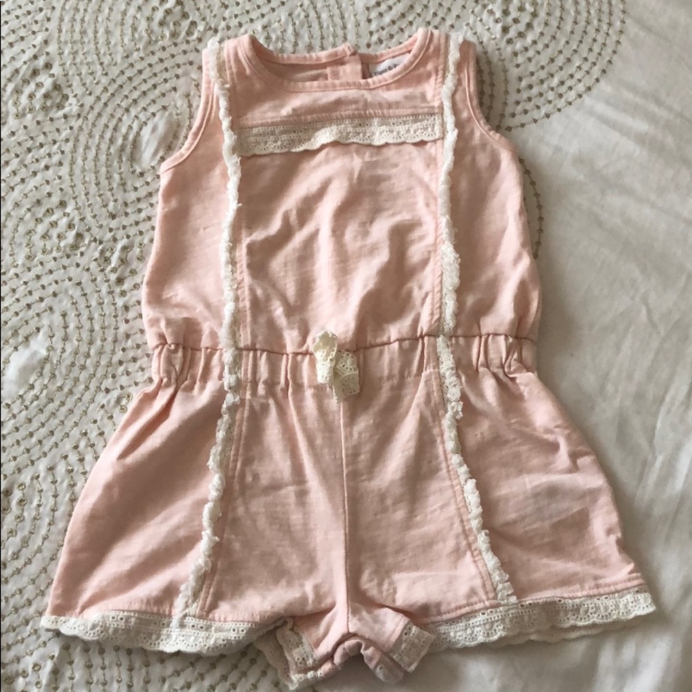 Piper & Posie pink and lace romper